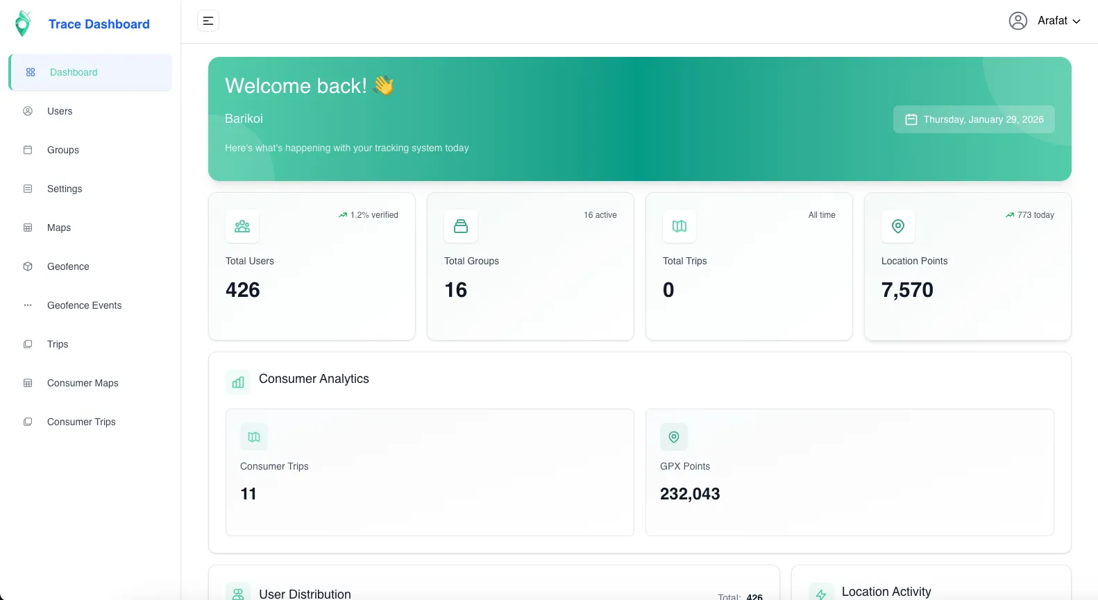 Trace - Real-Time Tracking